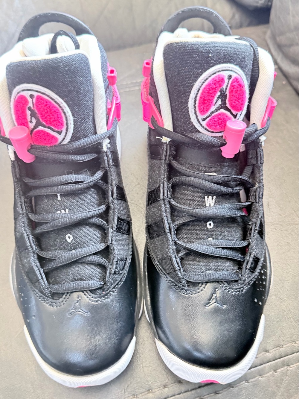 Jordan Black Sneakers with Pink Accents